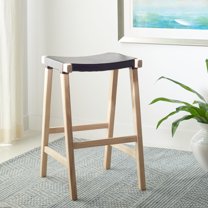 SAFAVIEH Aariz Modern Rectangle Barstool, Black/Natural (18.5 in. W x 20 in. D x 30 in. H)