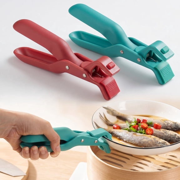 2 Pack Silicone Anti-Scald Hot Gripper Tongs, Non-Slip Multi-Function Kitchen Clips for Bowls, Pans, Dishes, Microwave and Oven Safe