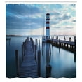 thumbnail image 3 of Ambesonne Maritime Shower Curtain, Lighthouse Sea at Sunrise, 69"Wx84"L, Dark Brown Slate Blue, 3 of 3