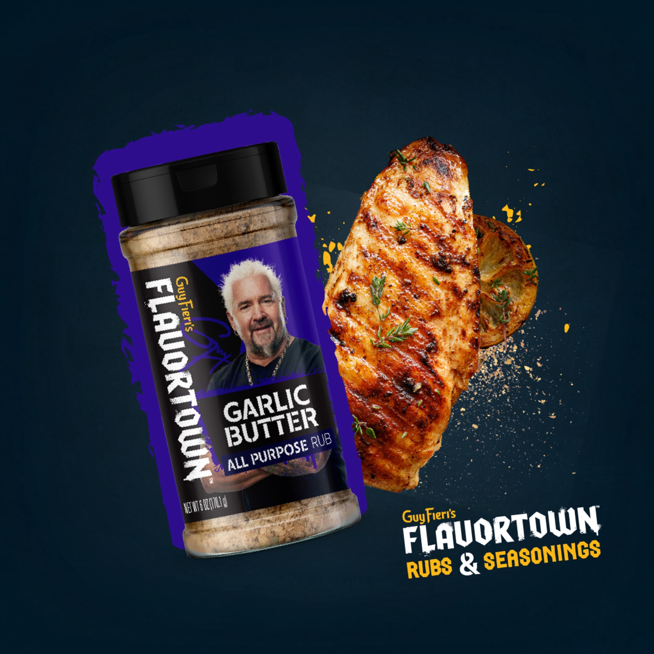 (3 pack) Flavortown All Purpose Garlic Butter Rub 6 oz