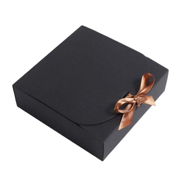 Cateissary 20 piezas caja de embalaje de dulces Mini caja de papel Kraft clásica contenedor bolsas dulces regalos de Festival evento de Almacenamiento y organización del hogar Negro/M16.5*16.5*5cm