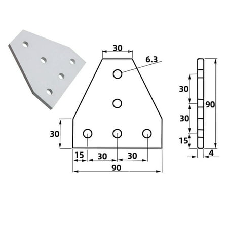 

5 Hole Joint Plate Corner Angle Plate Support Connection Strip for3030 4040 2020 silver