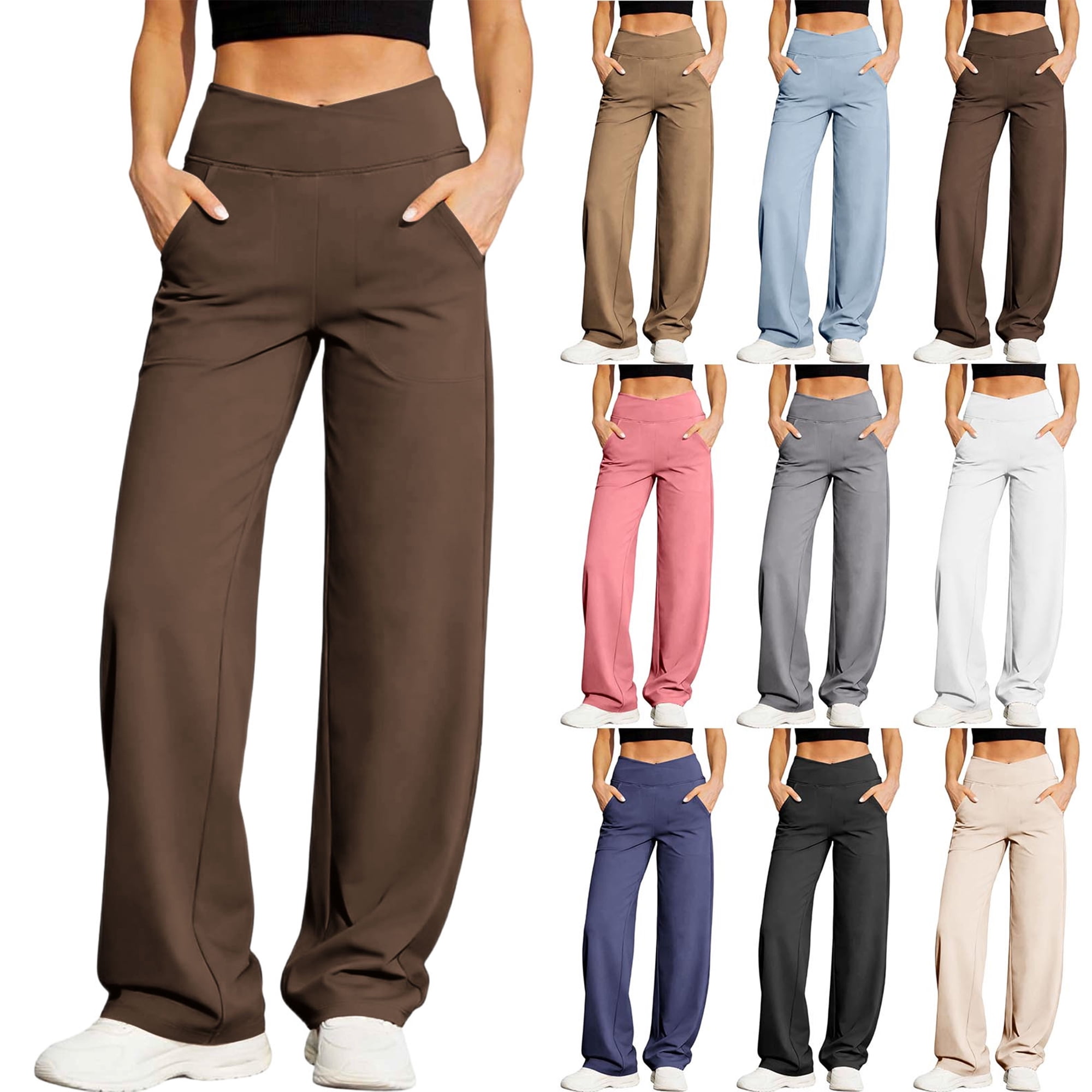 Yoga Pants for Women Casual Solid Color Slim Elastic Comfortable Fitness Yoga Pants With Pocket