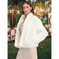thumbnail image 2 of DARING DIVA Women's Faux Fur Cropped Jacket Open Front Shaggy Winter Outerwear L Apricot, 2 of 7