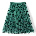 thumbnail image 3 of Jupe Longue en Tulle à Mailles pour Femmes Vintage Taille Haute Floquée à Imprimé Floral Midi Évasée Mode Urbaine Rouge m, 3 of 8