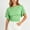 Green, variant on CBASIHI Womens Polka Dot T Shirts- Fashion Casual Cute Rushed Tie Back Boat Neck Short Sleeve Cinched Waist Summer Crop Tops Red Size 2XL