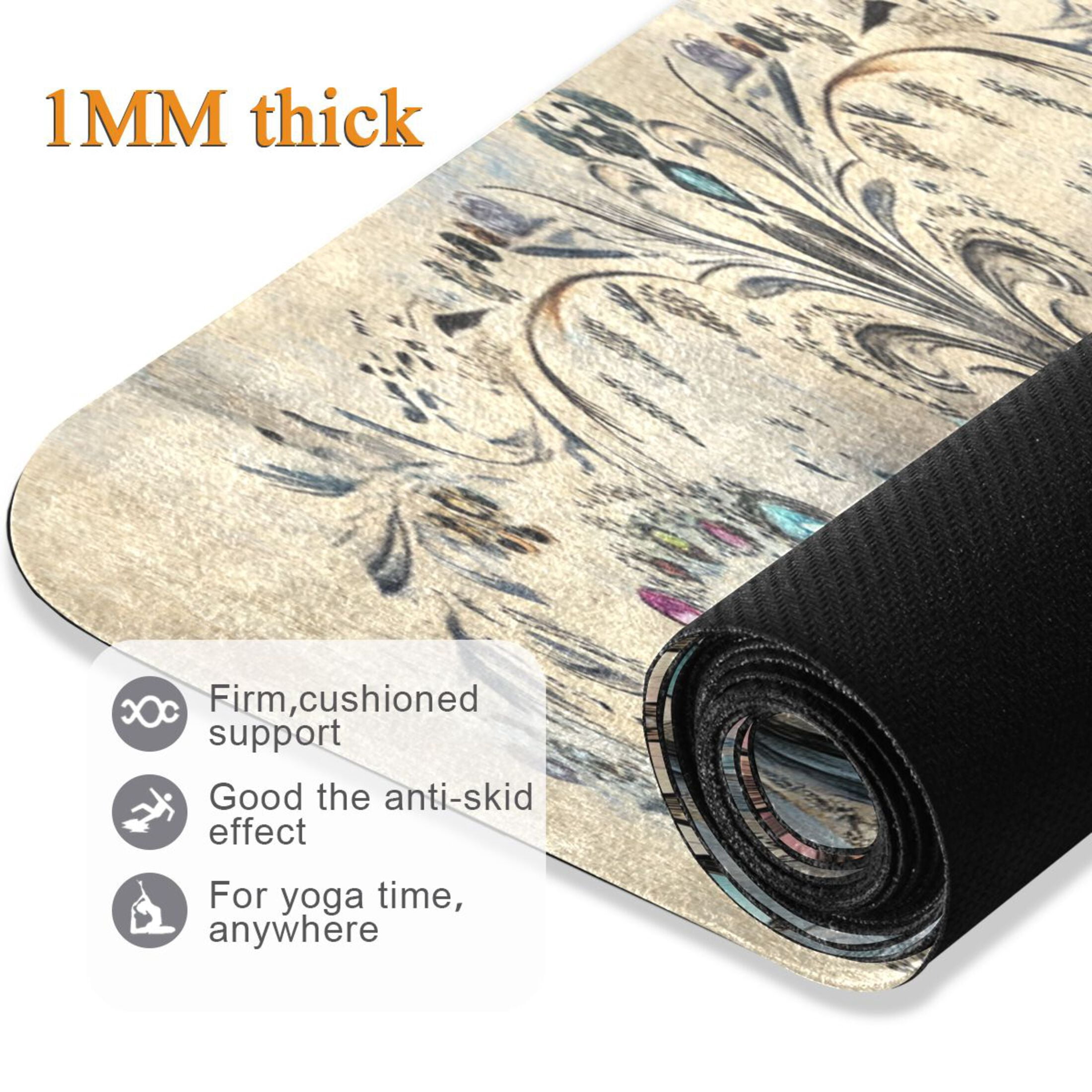 BZSMCE Yoga Mat Women Floral and Jewel Design Pattern Fitness Mat