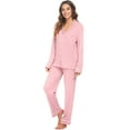 thumbnail image 5 of HEARTNICE Women Button up Pajama Set, Long Sleeve Sleepwear Pjs Set, (Pink,S), 5 of 5