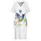 thumbnail image 4 of Vestido holgado con bolsillo y flores azules y colibrí volador para niñas vestido de verano para mujer, 4 of 7