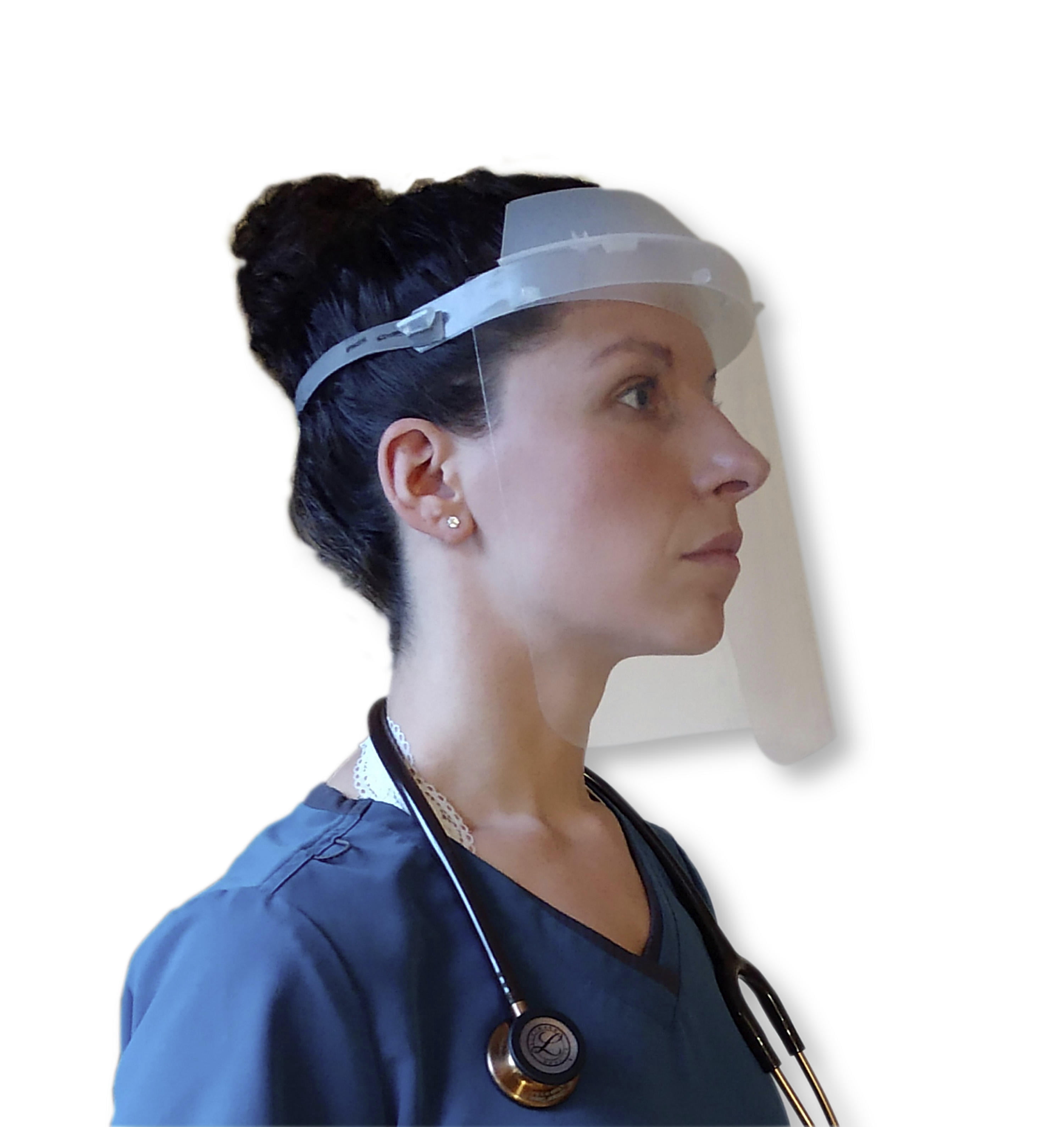 Reusable Personal Face Protection Headband with 10L" x 10.5H"crystal clear PET film face shield - Non-Medical