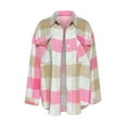thumbnail image 5 of Arlun Womens Flannel Plaid Long Sleeve Jackets 2025 Fashion Lapel Button down Shacket Loose Comfortable Lightweight Long Sleeve Coat Fall Outwear with Pockets Pink M, 5 of 5