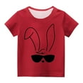 thumbnail image 4 of Lilgiuy Toddler Easter Shirts Summer Solid Color Cute Bunny Sunglasses Graphic T-Shirt Rabbit Easter Day Gift Short Sleeve Unisex Tops for School Beach Holiday(Red,9-10 Years), 4 of 5