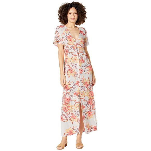 Hurley Robe Maxi à Boutons pour Femmes, Multicolore, Grand