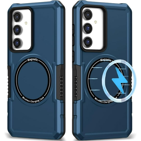 Shockproof Hybrid Case with MagSafe Magnetic Ring for Samsung Galaxy S24 Plus - Blue
