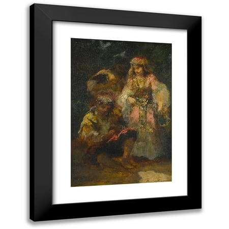 Narcisse-Virgile Diaz de La Peña 11x14 Black Modern Framed Museum Art Print Titled - Bohemian Group in the Forest
