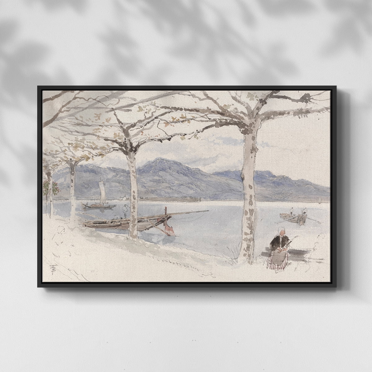 Vintage Landscape-CCCLXXXV By Wexford Home Framed in Black Wood Gallery Wrapped Canvas 25 in. x 37 in.