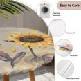thumbnail image 3 of Yellow Sunflowers Round Tablecloth for 36-44 Inch Tables,Fitted Table Cover with Elastic Edge,Retro Floral Leaves Butterfly Plants Khaki Waterproof Outdoor Table Cloth Protector for Patio Dinner, 3 of 9