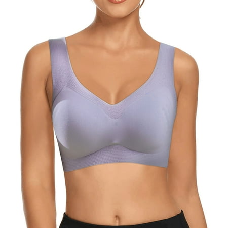 

KaLI_store Backless Bra Minimizer Bra for Women Full Coverage Underwire Lace Unlined Unpadded Bras Purple L