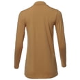 thumbnail image 3 of A2Y Women's Basic Solid Soft Cotton Long Sleeve Mock Neck Top Shirts Coffee 1XL, 3 of 5