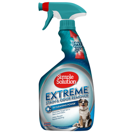 Simple Solution Extreme Pet Stain and Odor Remover | Enzymatic Cleaner with 3X Pro-Bacteria Cleaning Power | 32