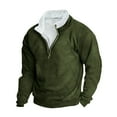 thumbnail image 2 of BiZtdJrK Mens Quarter Zip Sweatshirts Casual Vintage Long Sleeve Pullover Tops Loose Fit Comfy Solid Streetwear Sweatshirts Daily Sales Clearance Army Green XXL, 2 of 3