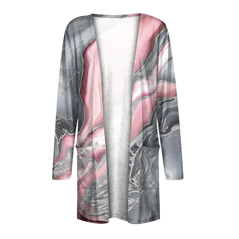 Lolmot Womens Casual Open Front Cardigan Oversized Floral Print Blouse  Lighweight Cardigans with Pockets on Clearance 