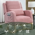 thumbnail image 5 of Nursery Glider Rocking Chair with Lumbar Pillow & Side Pockets, Modern High Back Recliner Lounge Chair with Armrest, Leisure Side Chair with Non-Slip Feet for Living Room, Bedroom, Office, Pink, 5 of 9