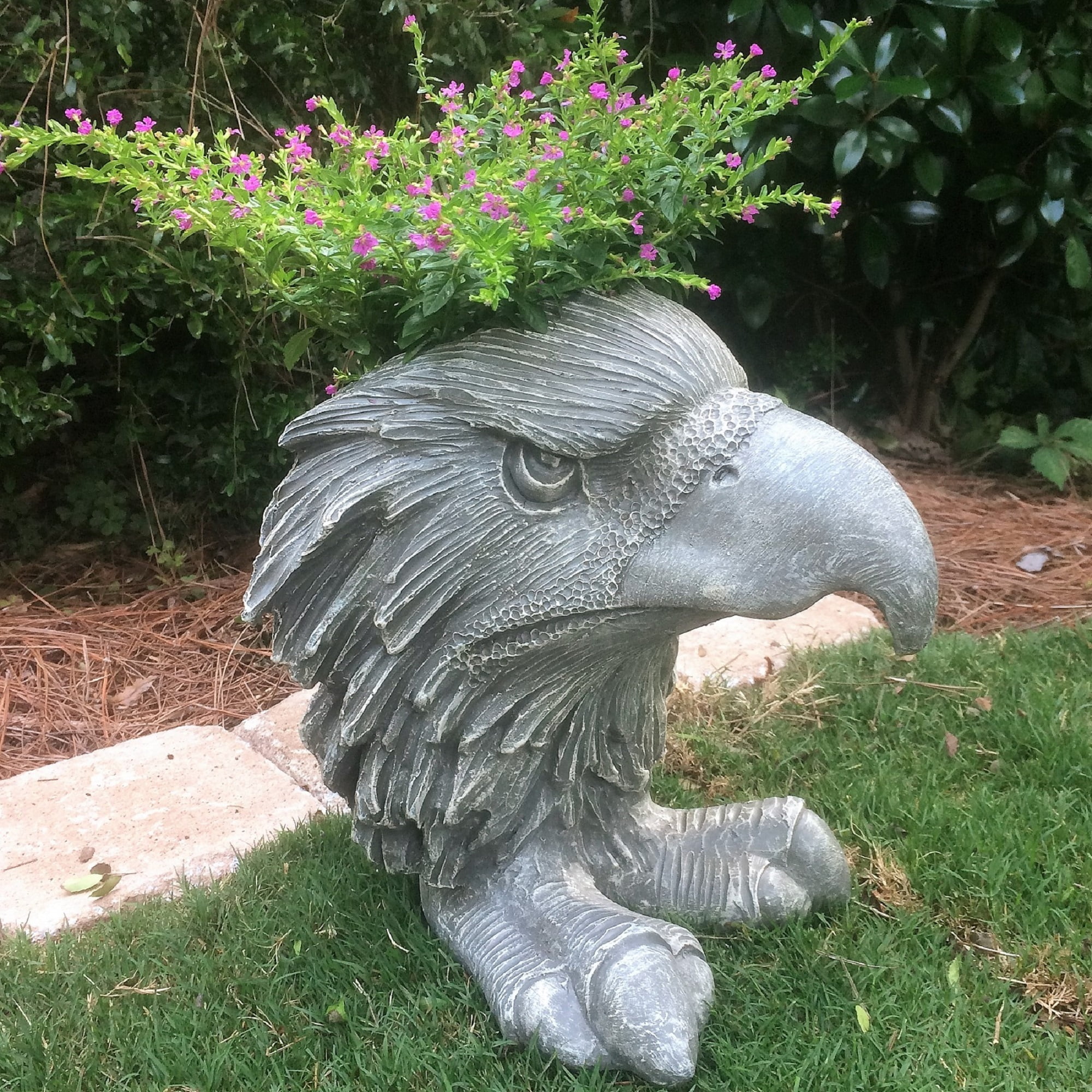 Antique White American Eagle Muggly Mascot Animal Statue Planter Holds 5 in Pot HomeStyles 13 in