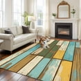 thumbnail image 2 of Brown Blue Vintage Area Rugs 5'x7', Washable Small Throw Rugs for Laundry Room Playroom, Retro Farmhouse Elegant Pastoral Indoor Outdoor Rug Non-Slip Low Pile Carpet Runner Reversible Floor Mats, 2 of 8