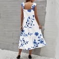 thumbnail image 4 of LWavelet Women's Square Neck Ruffle Strap Floral Print Tiered Midi Dress for Casual & Summer Wear Blue M, 4 of 5
