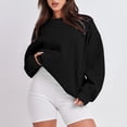 thumbnail image 4 of ICHUANYI Clearance Fashion Women Comfortable Casual Pocket Color Long Sleeve Round-Neck Blouses T-shirt Tops(Black, S) ICHUANYI WER2023081511738, 4 of 8