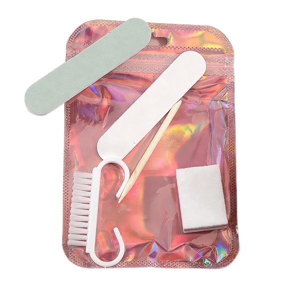 15 Pcs Disposable Nail Tool Set, 5-in-1 Mini Nail File Buffer Block Kit with Short Polishing Stick Wooden Pusher Horn Brush for Manicure and Pedicure