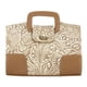 thumbnail image 1 of Bolso Para Dama Hueso Piel Grabado Flor Camel Piel Isis Nueva Imagen, 1 of 5