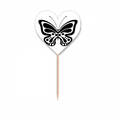 thumbnail image 1 of Simple Cartoon Black Butterfly Etiqueta del corazón de la bandera del palillo de dientes, 1 of 3