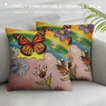 thumbnail image 3 of Qinduosi Vintage Flower Square Cushion CoversCute Butterfly Sun Moon Reversible Throw Pillow Covers Cases Retro Floral Boho Pink Throw Pillowcases for Sofa Couch Chair White, 3 of 5