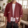 thumbnail image 2 of Mens Embroidery Style National Style Retro Hanfu Japanese Loose Cardigan Coat, 2 of 7