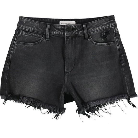 Articles of Society Womens Meredith Casual Denim Shorts, Black, 26