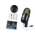 thumbnail image 1 of Micrófono USB de condensador para ordenador, micrófono para juegos con luz RGB y base, micrófono de condensador para estudio, para juegos, podcasting, 1 of 9