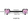 thumbnail image 3 of 14G Heart Crystal Nipple Rings for Women Pink Cubic Zirconia Diamond Love Heart Tongue Ring Nipple Shield Barbell Ring Bar Nipplerings Piercing Fashion Body Jewelry, 3 of 8