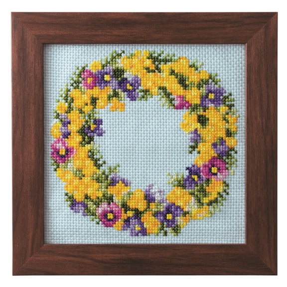 Cross Stitch Kits of Seasonal Flower Arrangement - Mimosa Wreath