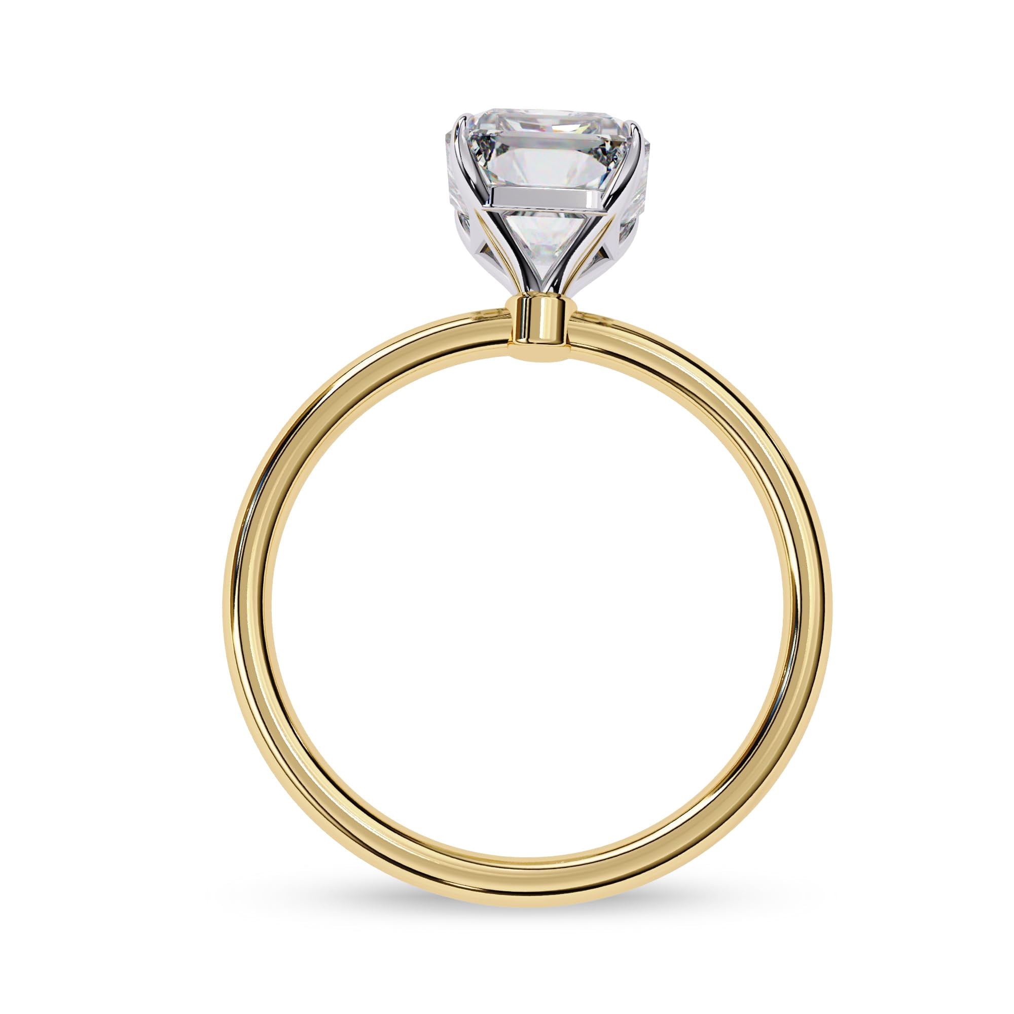 AFFY Solitaire Engagement Rings For Women, Center 9x7mm Emerald Cut Lab Created Moissanite Wedding Anniversary Ring in 14K Solid Yellow Gold Size-6.5