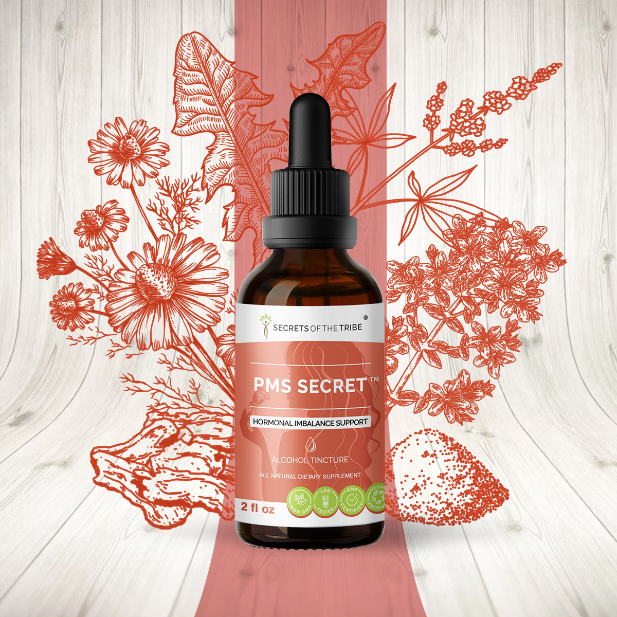 PMS Secret Alcohol Extract, Tincture, Black Cohosh, Cramp, Vitex