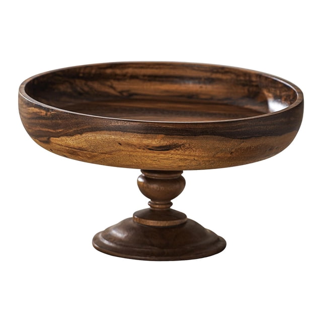 Cesta de frutas de madera, cuenco decorativo con pedestal, organizador, plato de exhibición con base 23 cm x 13 cm