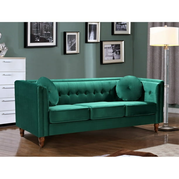 Roberta Velvet Sofa Walmart Com Walmart Com
