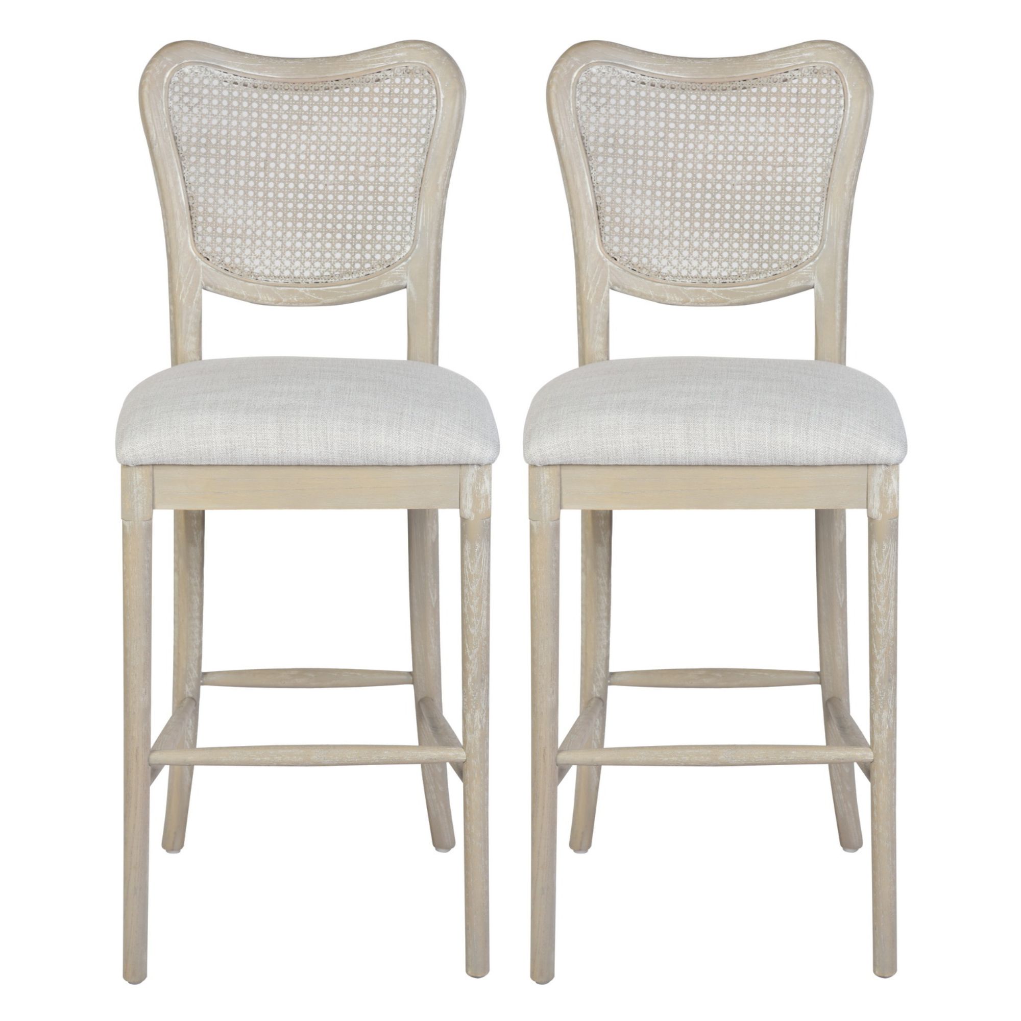 Homy casa 30'' Ratten Bar Stools Set of 2, Distressed Natural Woven