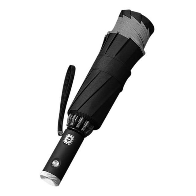 LED Reflective Strip Umbrella High Water-tight Fabric Umbrella for Effective Sunscreen on Sunny Days Navy Blue