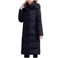 thumbnail image 2 of TOUMENY Women's Winter Coat Hooded Long Sleeve Casual Loose Warm Jacket Solid Zip Up Outerwear with Pockets Black 3XL, 2 of 6