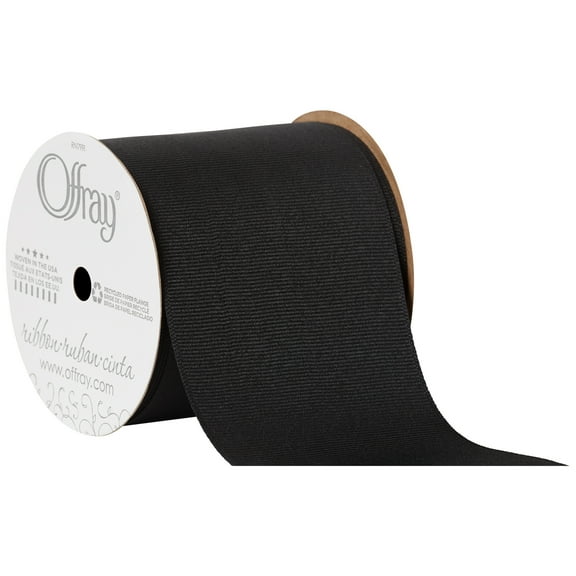 Offray Ribbon, Black 3 inch Grosgrain Polyester Ribbon for Sewing, Crafts, and Gifting, 9 feet, 1 Each