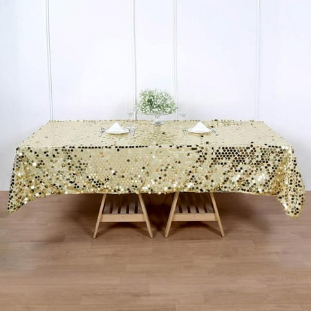 

BalsaCircle 60 x 102 Champagne Big Payette Sequin Rectangular Tablecloth
