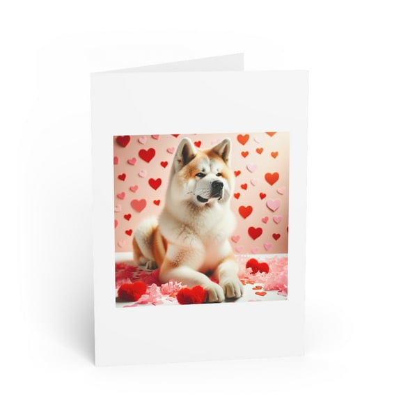 DistinctInk Greeting Card / Note Card - Valentine's Day Akita - PACK of 3